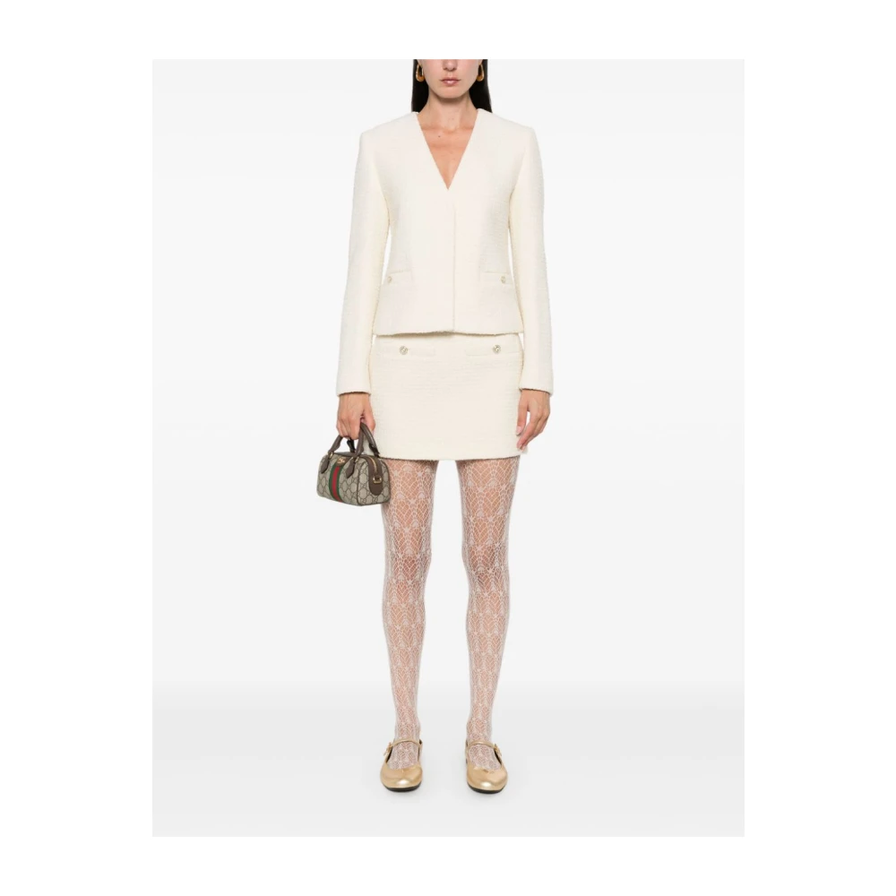 Gucci Witte Bouclé Jas van Wolmix White Dames