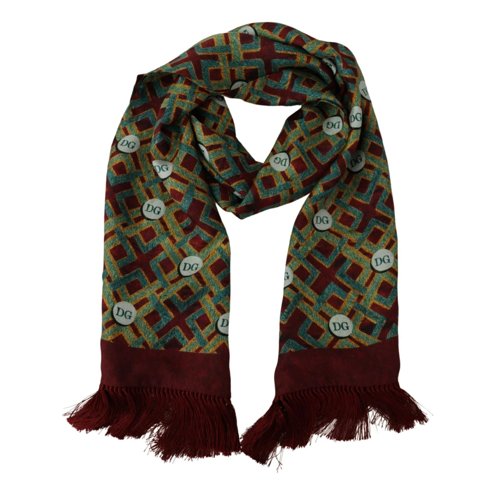 Dolce & Gabbana Men's Multicolor Dg Logo Silk Scarf