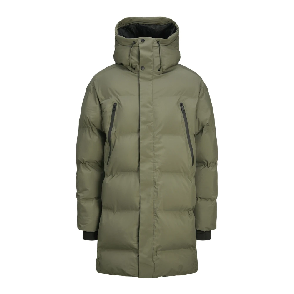 jack & jones Lange Gewatteerde Jas met Capuchon Green Heren
