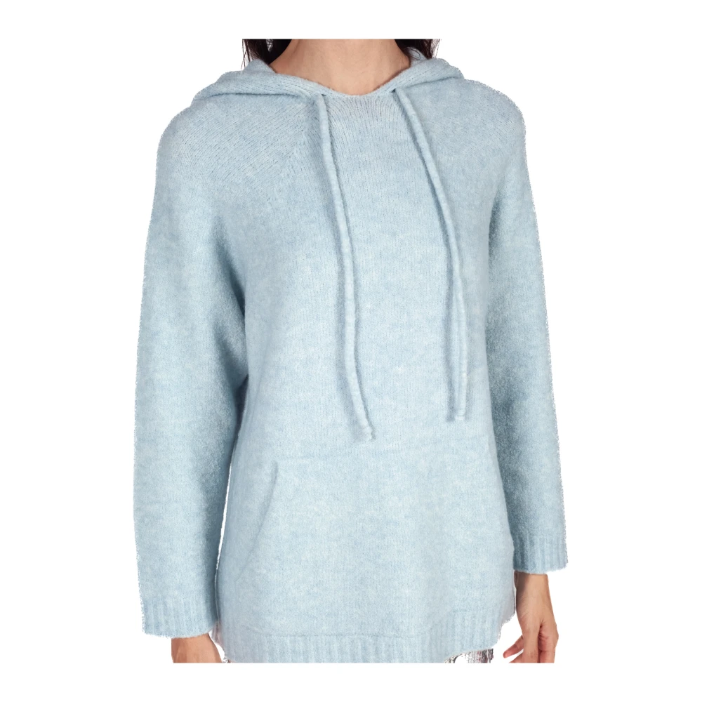 Semicouture Blauwe Anemone Gebreide Hoodie Trui Blue Dames