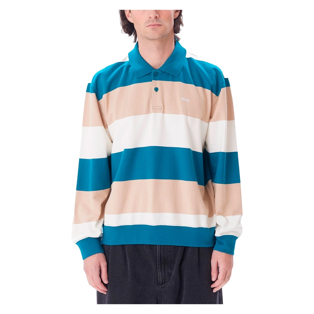 Obey Liam Polo in Deep Lagoon Multicolor Heren