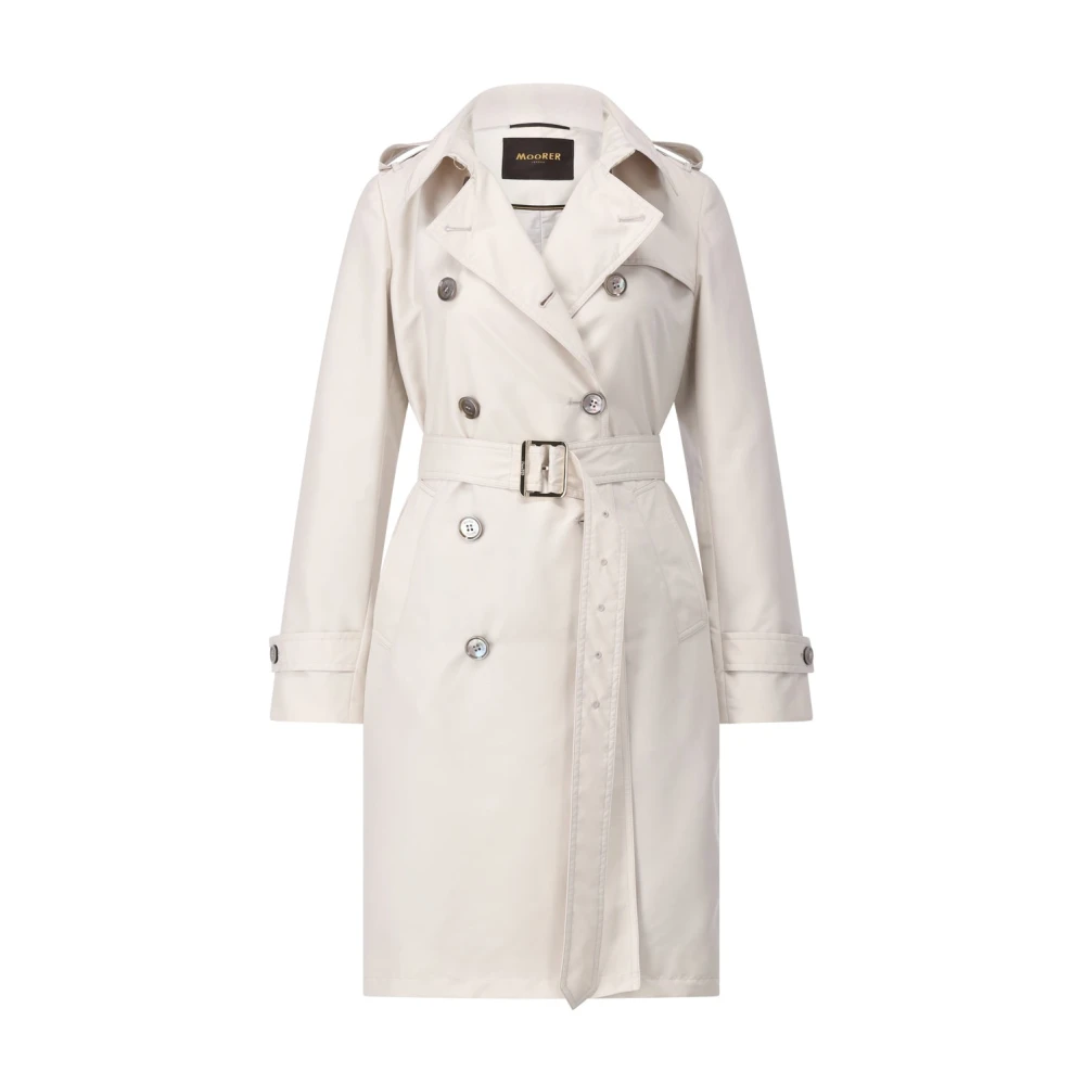 Moorer Klassisk Trenchcoat med dubbelknäppning White, Dam