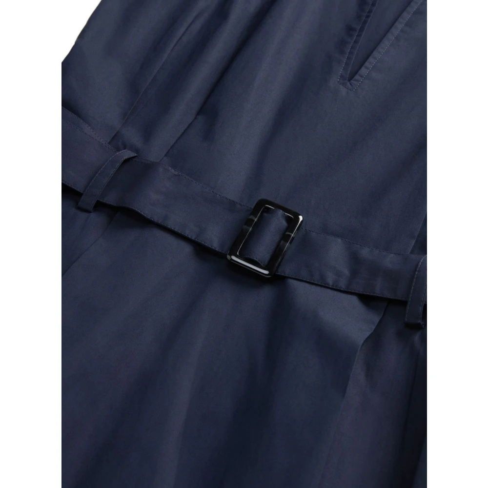 Woolrich Blauwe V-hals Riemjurk met Zakken Blue Dames