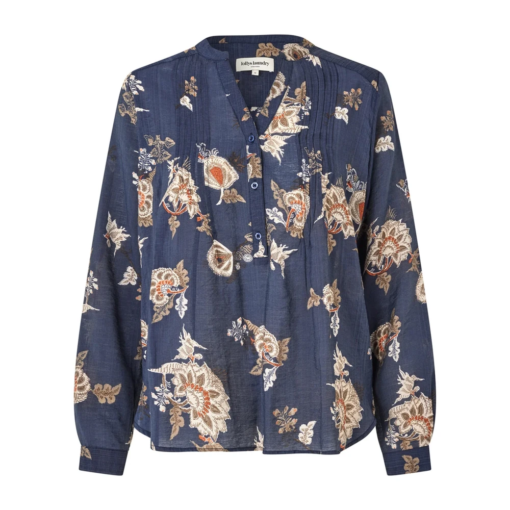 Lollys Laundry Bloemig Donkerblauw Overhemdblouse Multicolor Dames