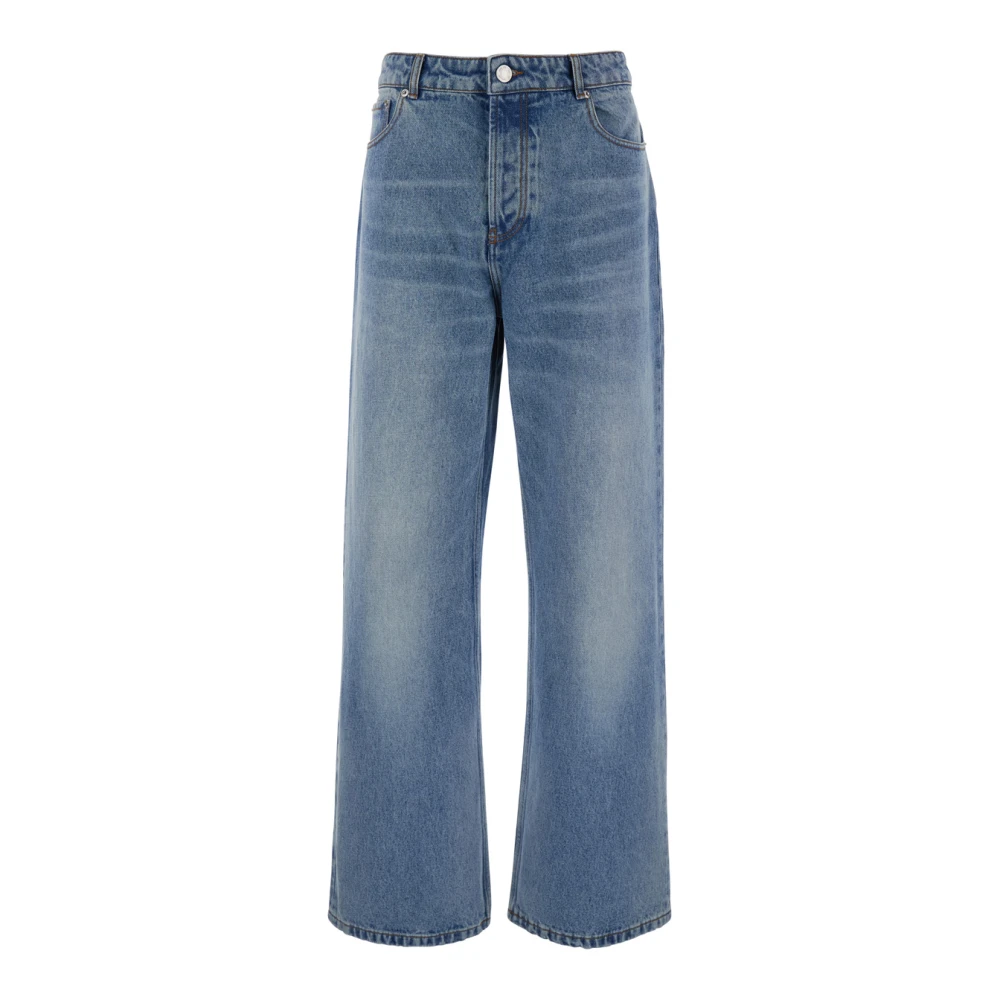 Ami Paris Straight-leg Jeans met Contraststiksels Blue Heren