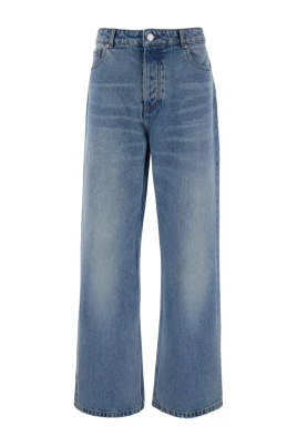 Jeans med Bred Ben och Logopatch