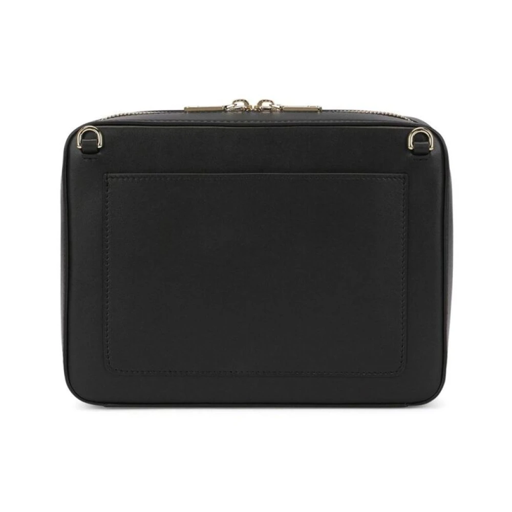 Dolce & Gabbana Zwarte leren schoudertas met logo Black Dames