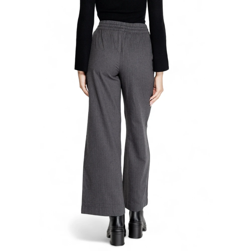 Jacqueline de Yong Wijde Pijp Geweven Broek Herfst Winter Collectie Gray Dames