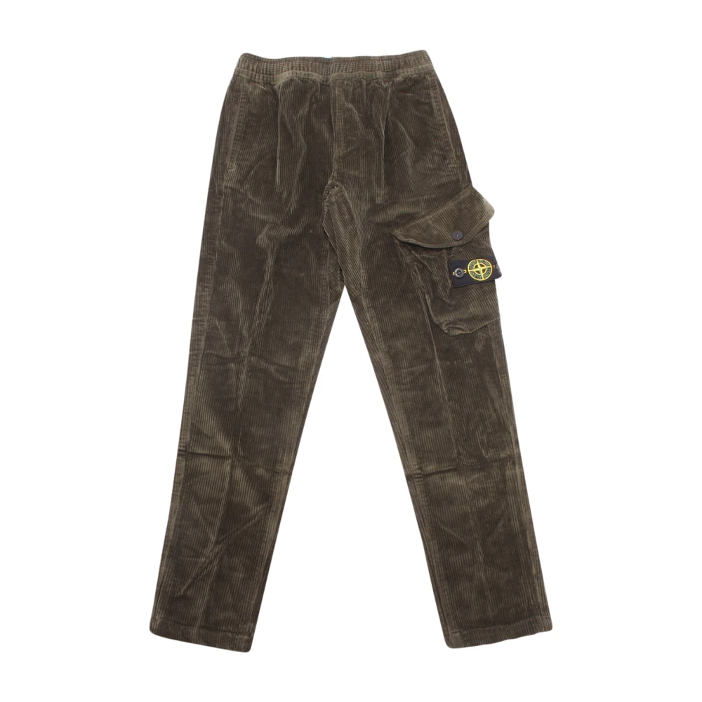 Stone Island Boys Green Trousers, 8 Y, Pantalone Cargo Velvet Trousers