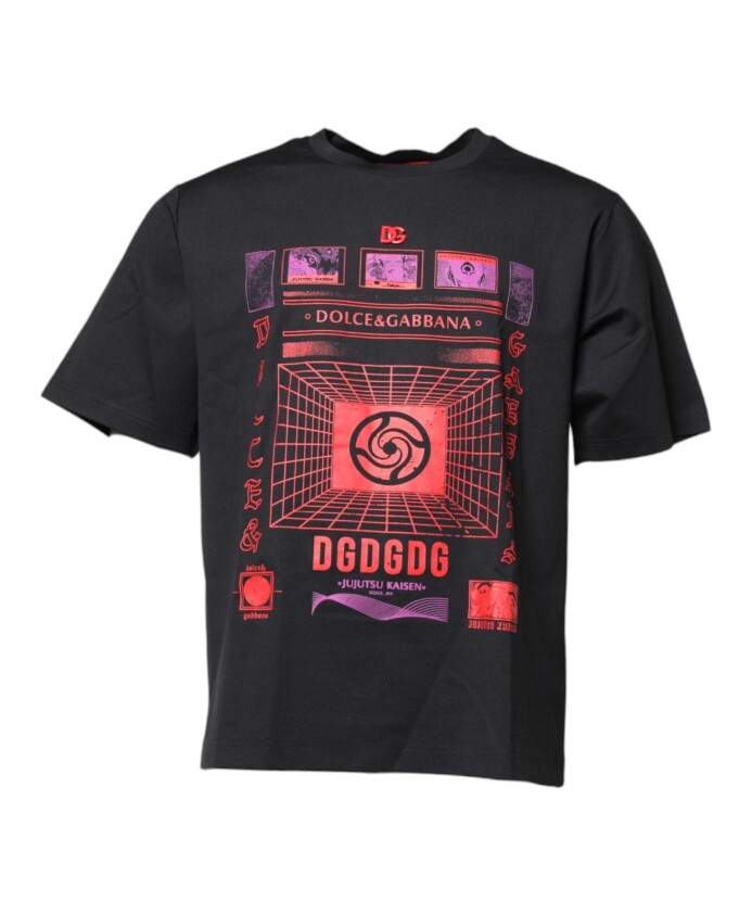 t-shirt-noir-a-imprime-graphique-col-rond