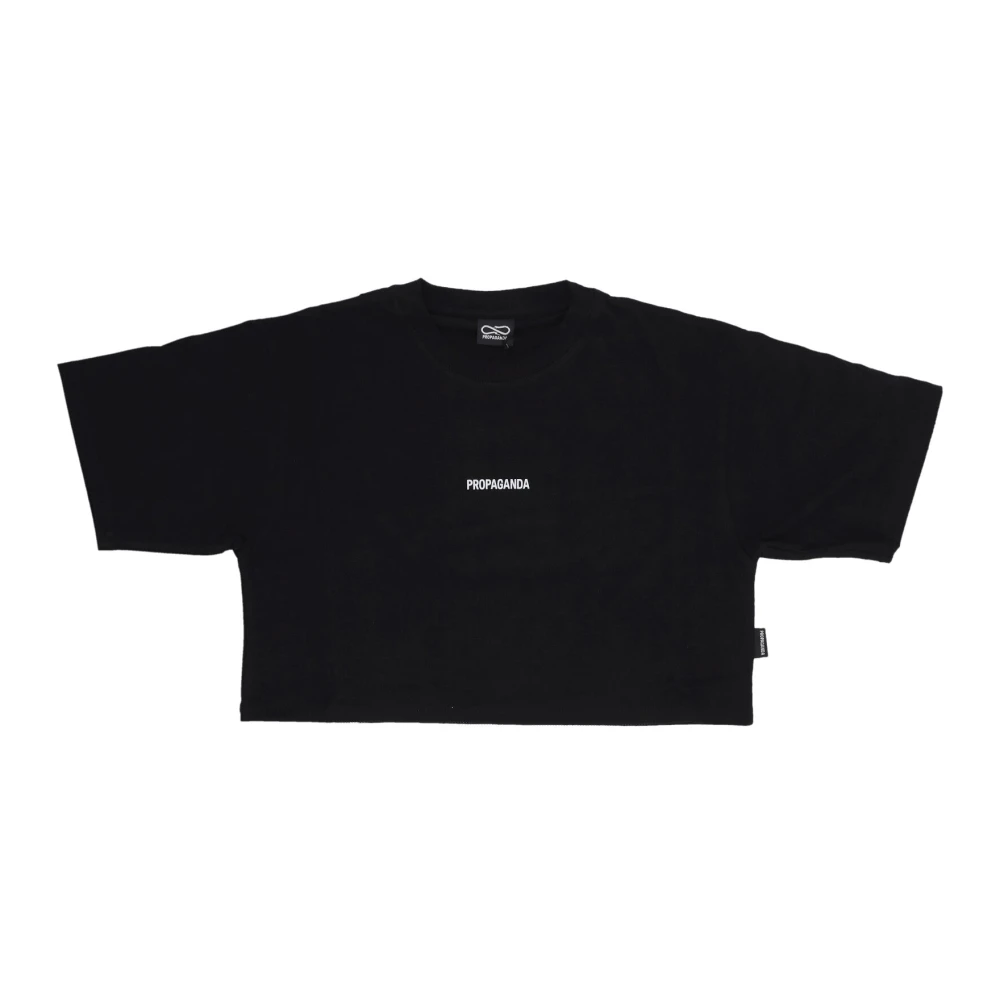 Propaganda Zwarte Crop Top Tee met Logo Black Dames