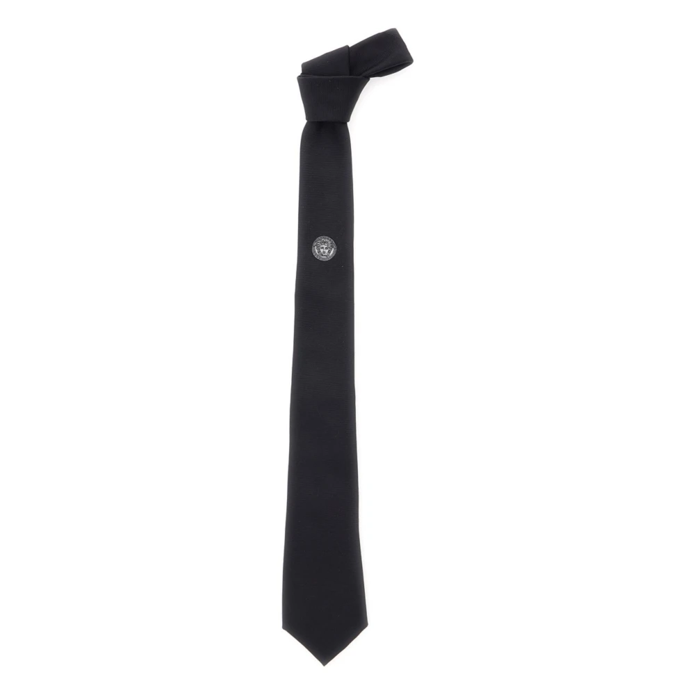 Versace Men's Black Ties, One Size, Medusa Silk Tie