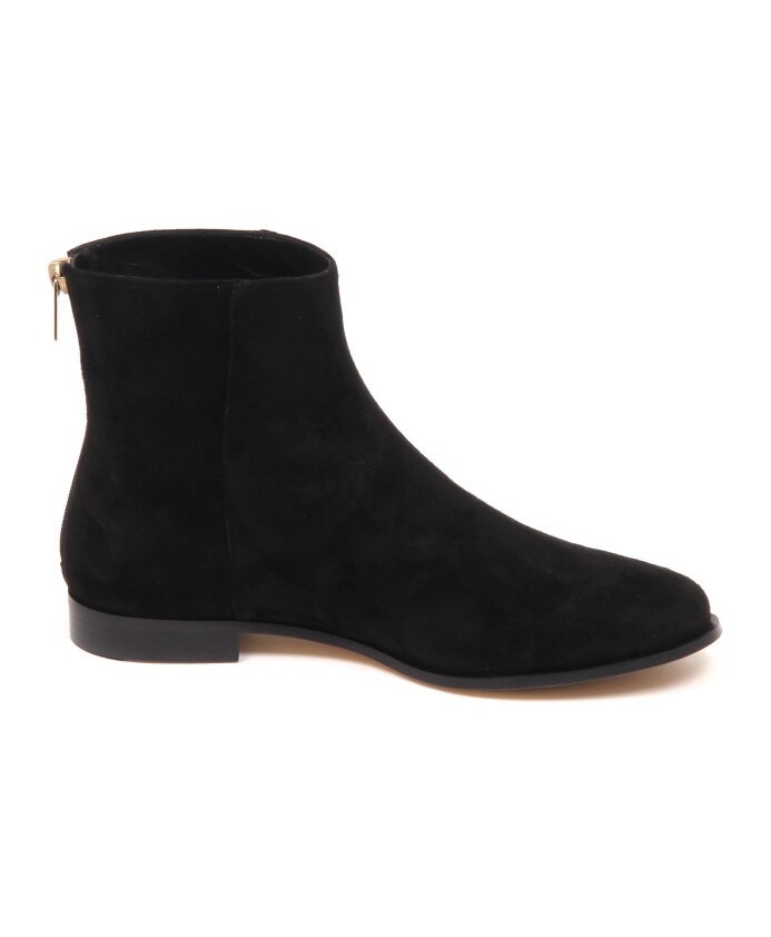 bottine-chaussure-plate-en-daim-noir