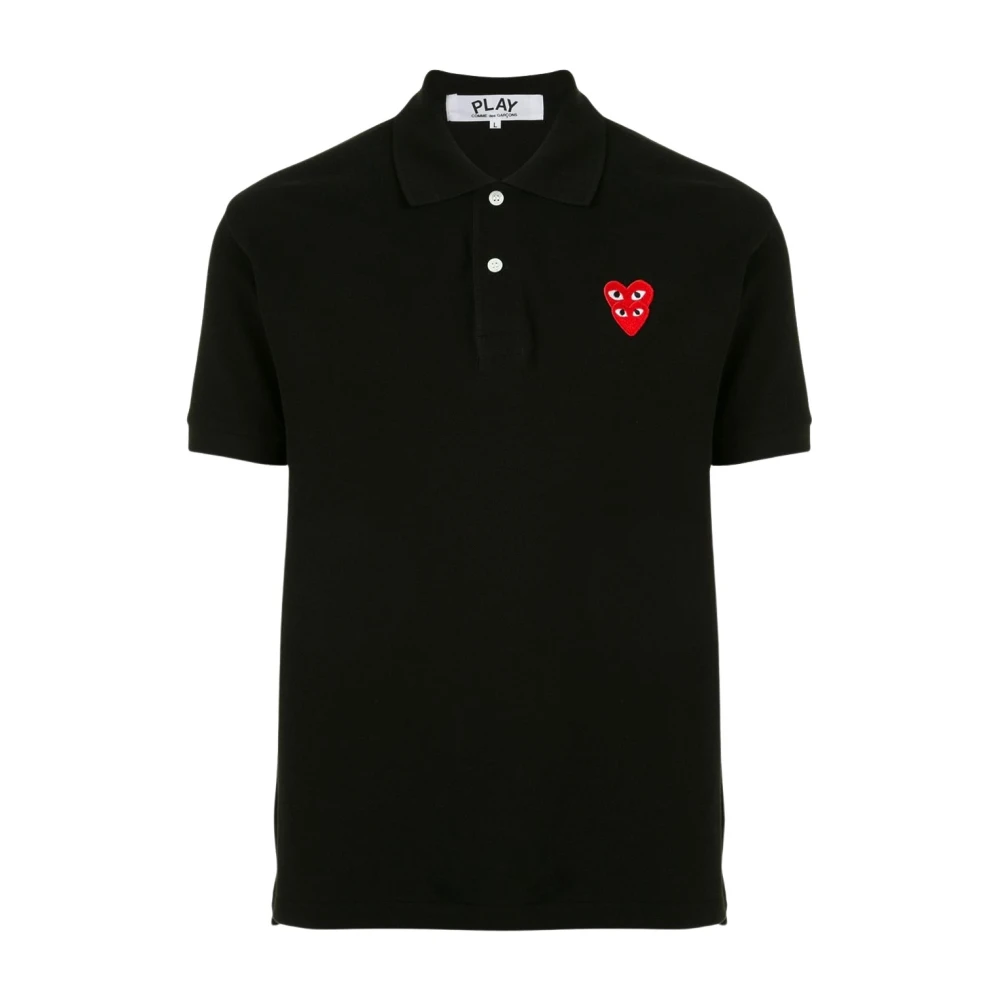 Comme des Garçons Play Zwarte Geborduurde Logo Polo Shirt Black Heren