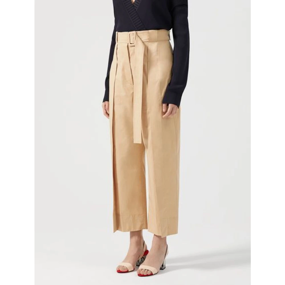 SPORTMAX Beige Katoenen Broek Beige Dames