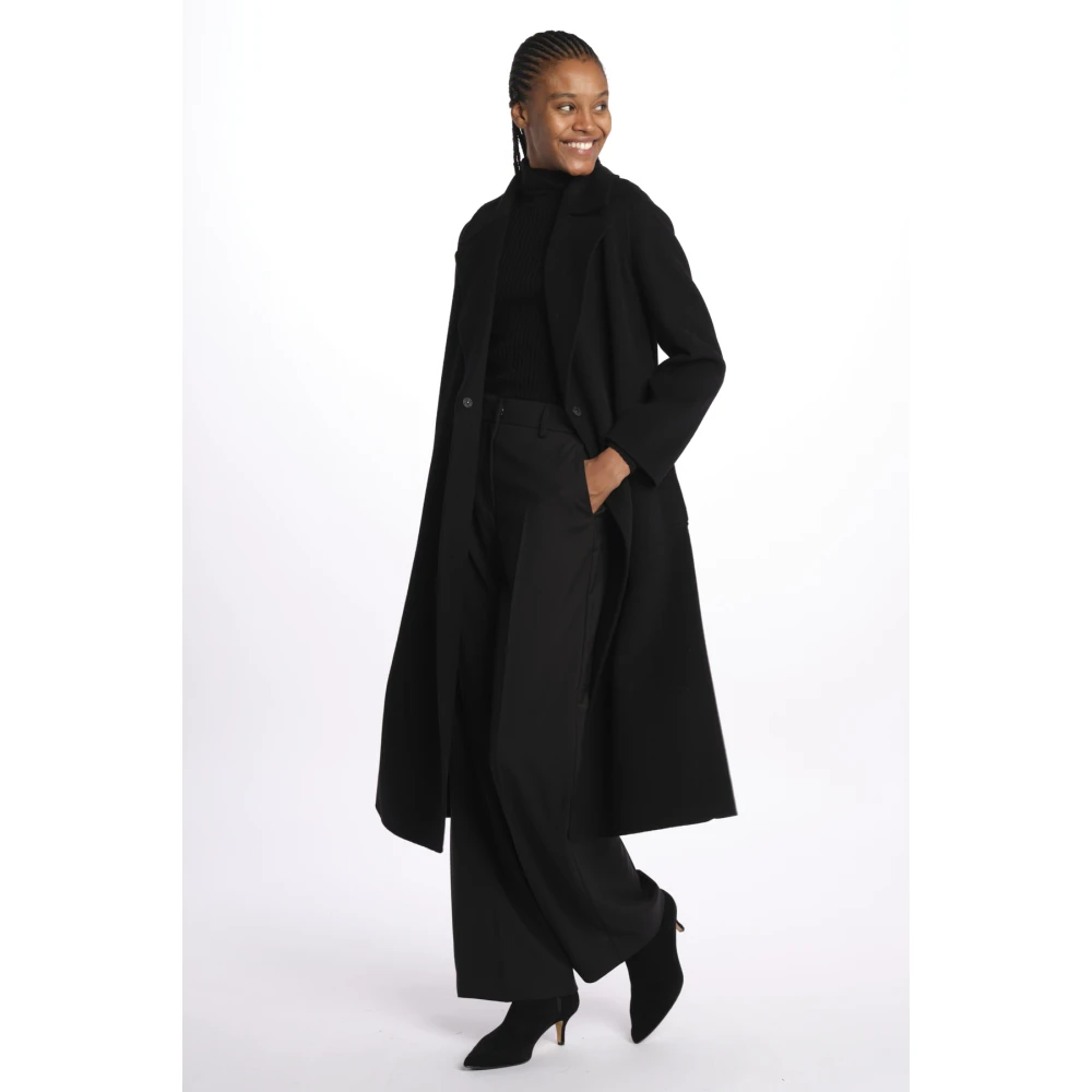 Max Mara Zwarte Manu dubbele ochtendjas jas Black Dames