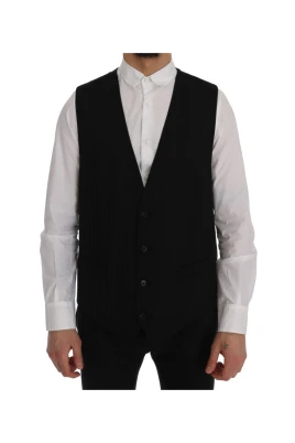 Elegant Randig Ullväst
