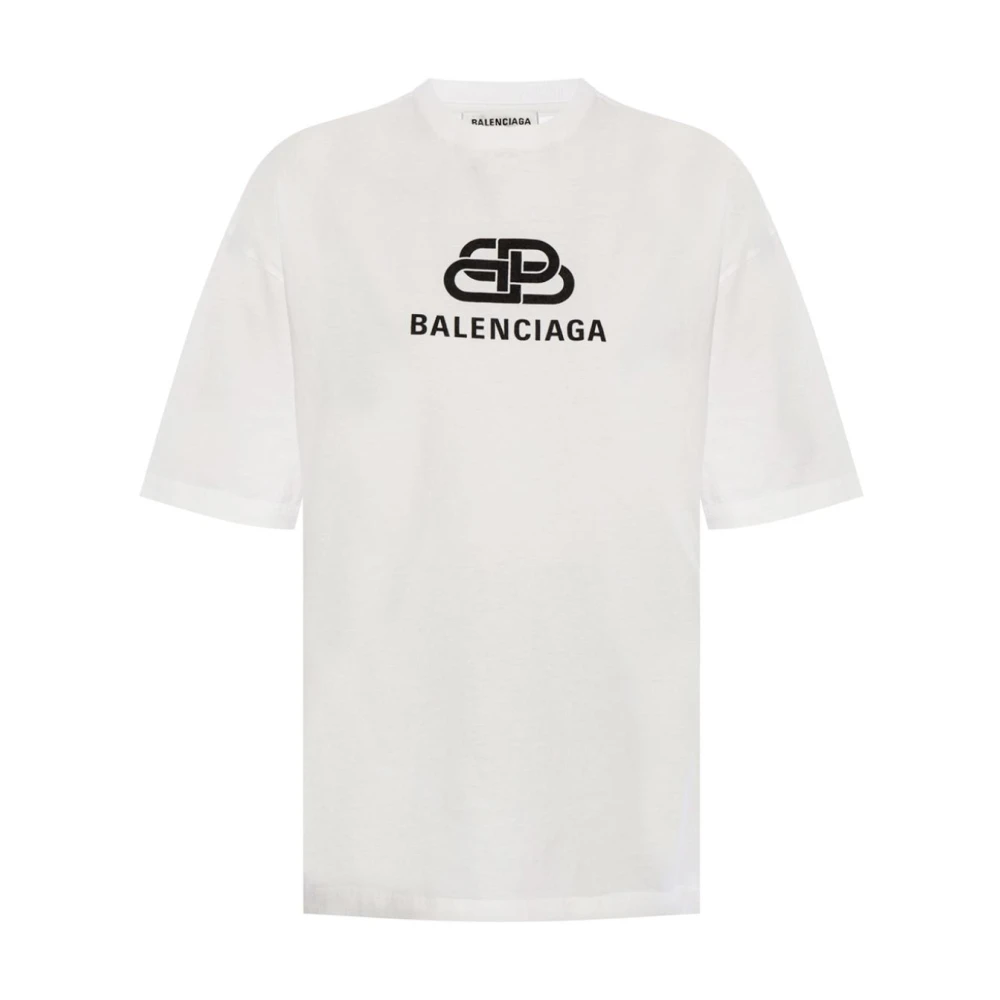 Balenciaga Logo-bedrukt T-shirt White Dames