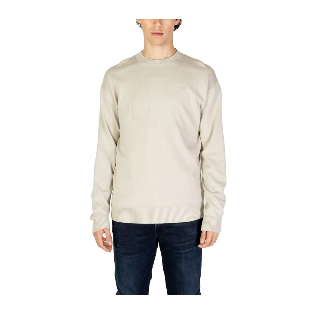 Calvin Klein Jeans Katoen Wolmix Trui Beige Heren