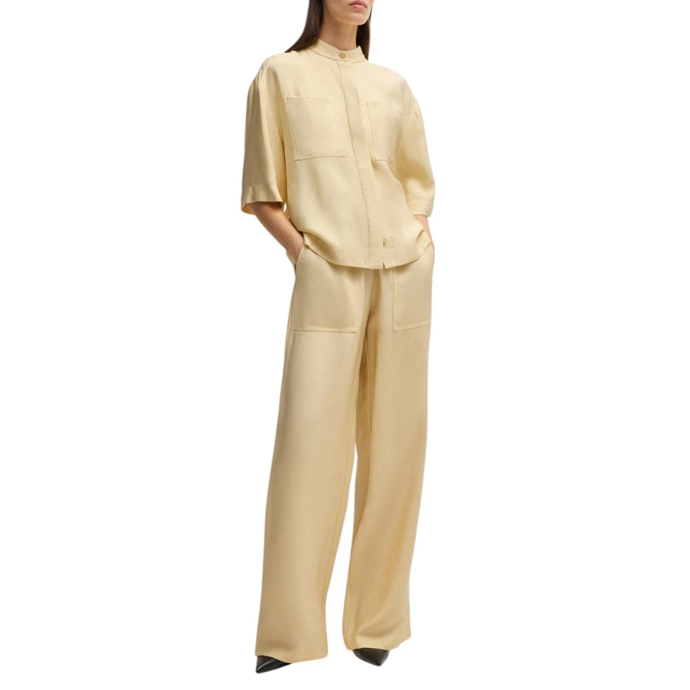 Hugo Boss Korte mouw Balisia shirt met borstzakken Yellow Dames
