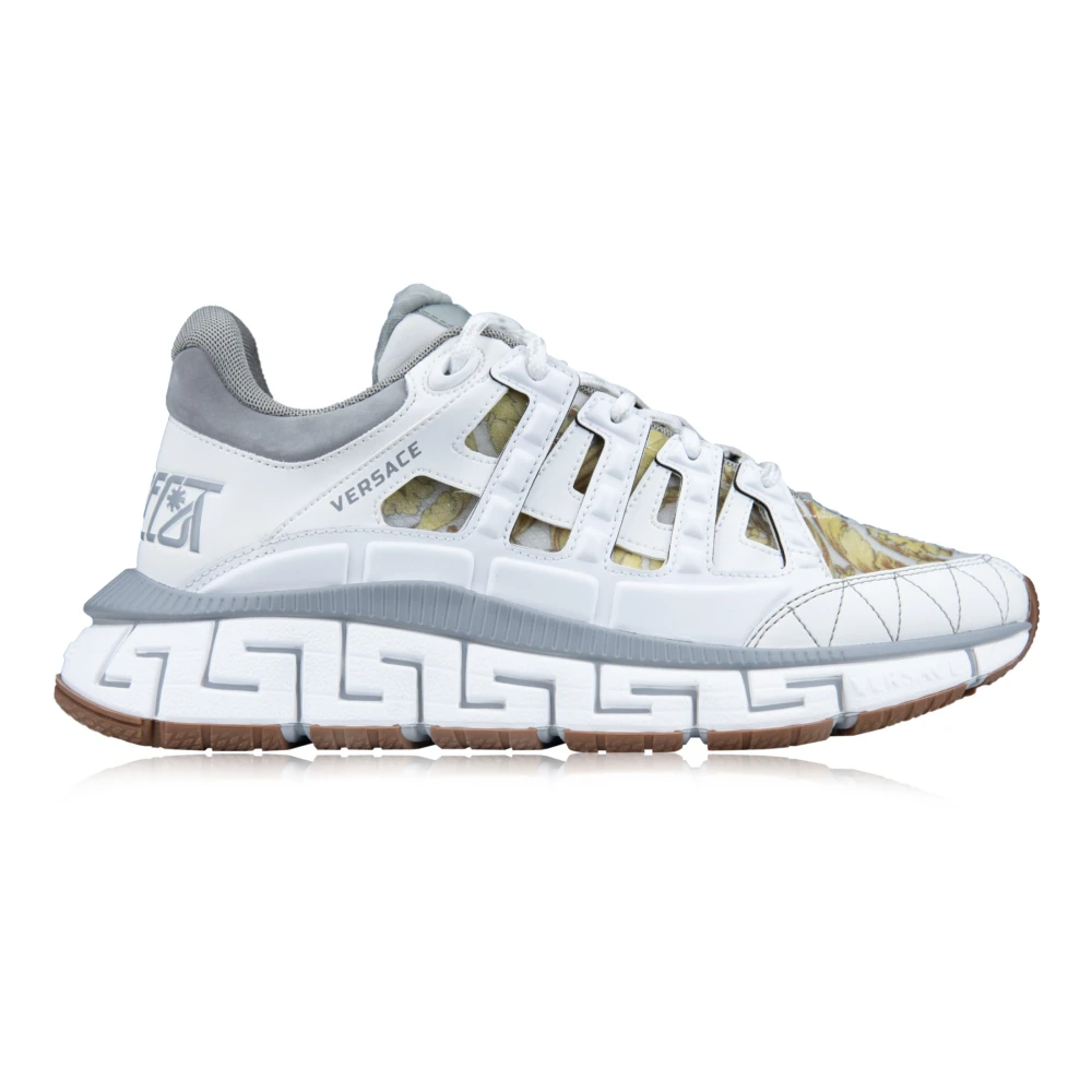 Versace Women's White Greek Motif Lace-Up Sneakers