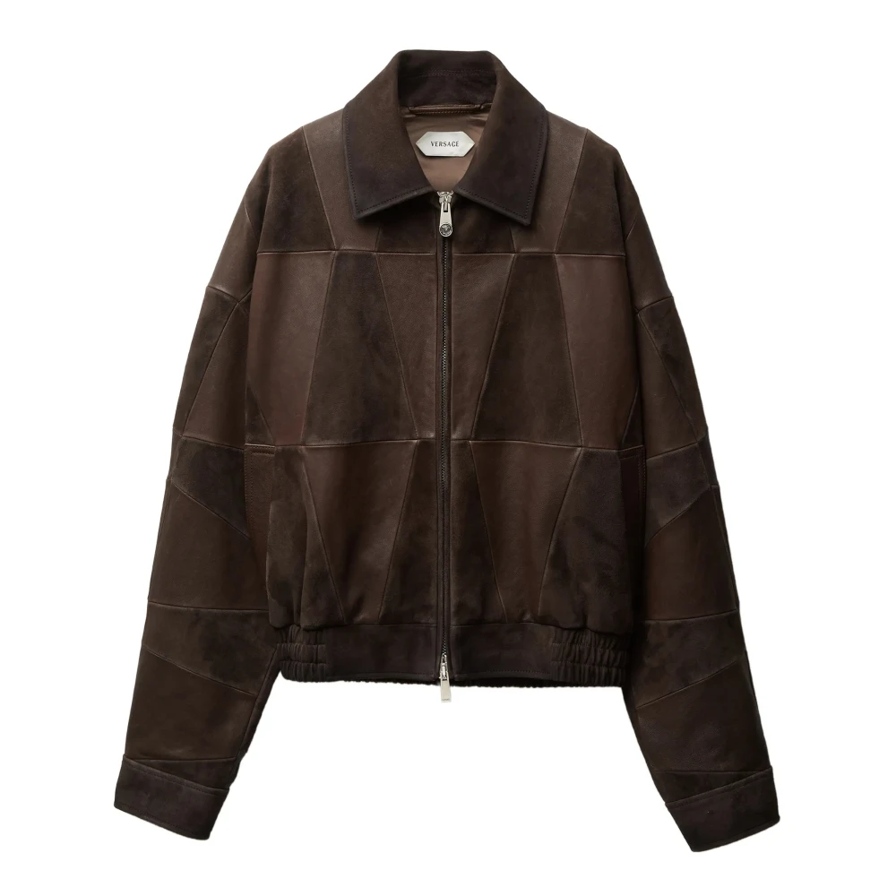 Versace Brown Blouson Leather - Male - Light Jackets - L - Jackets