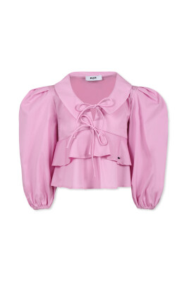 chemise-rose-en-popeline-avec-noeuds-et-volants