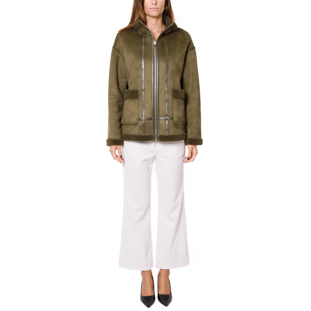 Emme DI Marella Omkeerbare Groene Ecomontone Korte Caban Green Dames