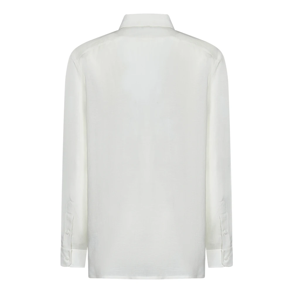 Ralph Lauren Wide Capri Collar Shirt White Dames