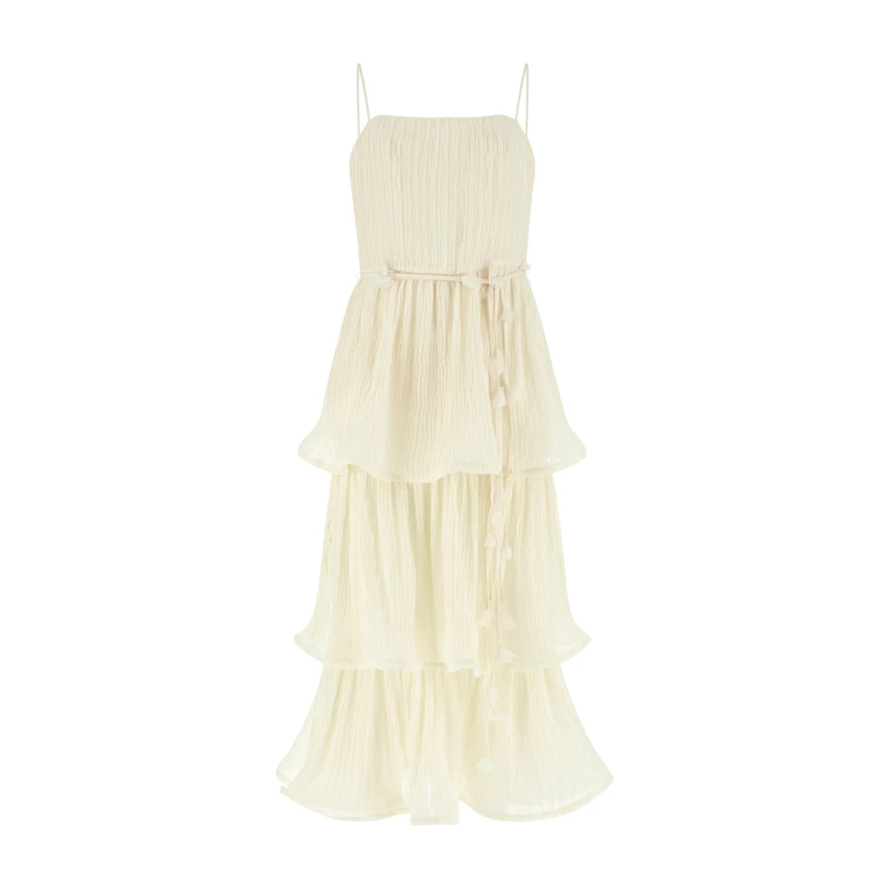Guess Beige Alessia Tiered Dress - Female - Maxi Dresses - S - Dresses