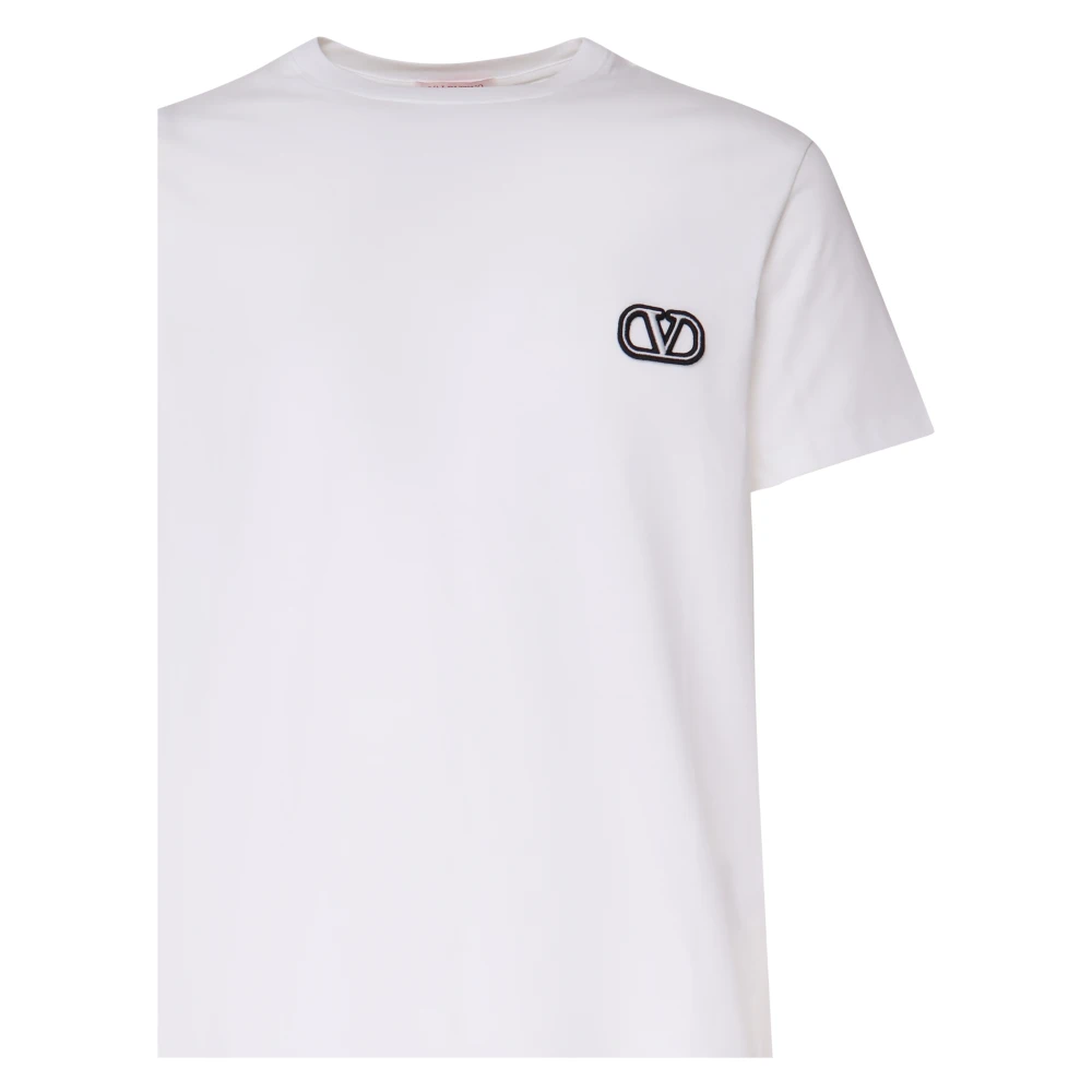 Valentino Garavani Witte Vlogo Signature T-shirt Italië White Heren