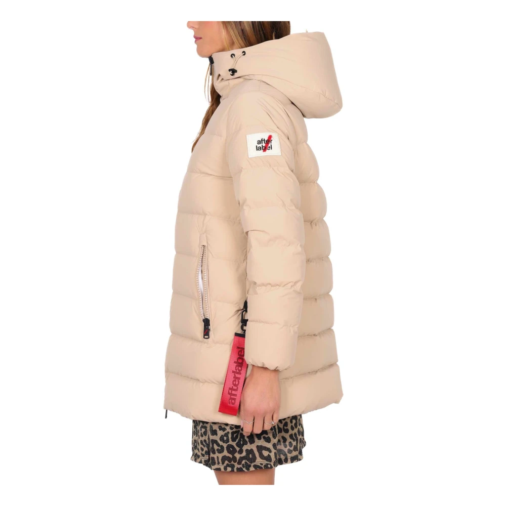 Afterlabel Beige Gewatteerde Jas met Capuchon Beige Dames