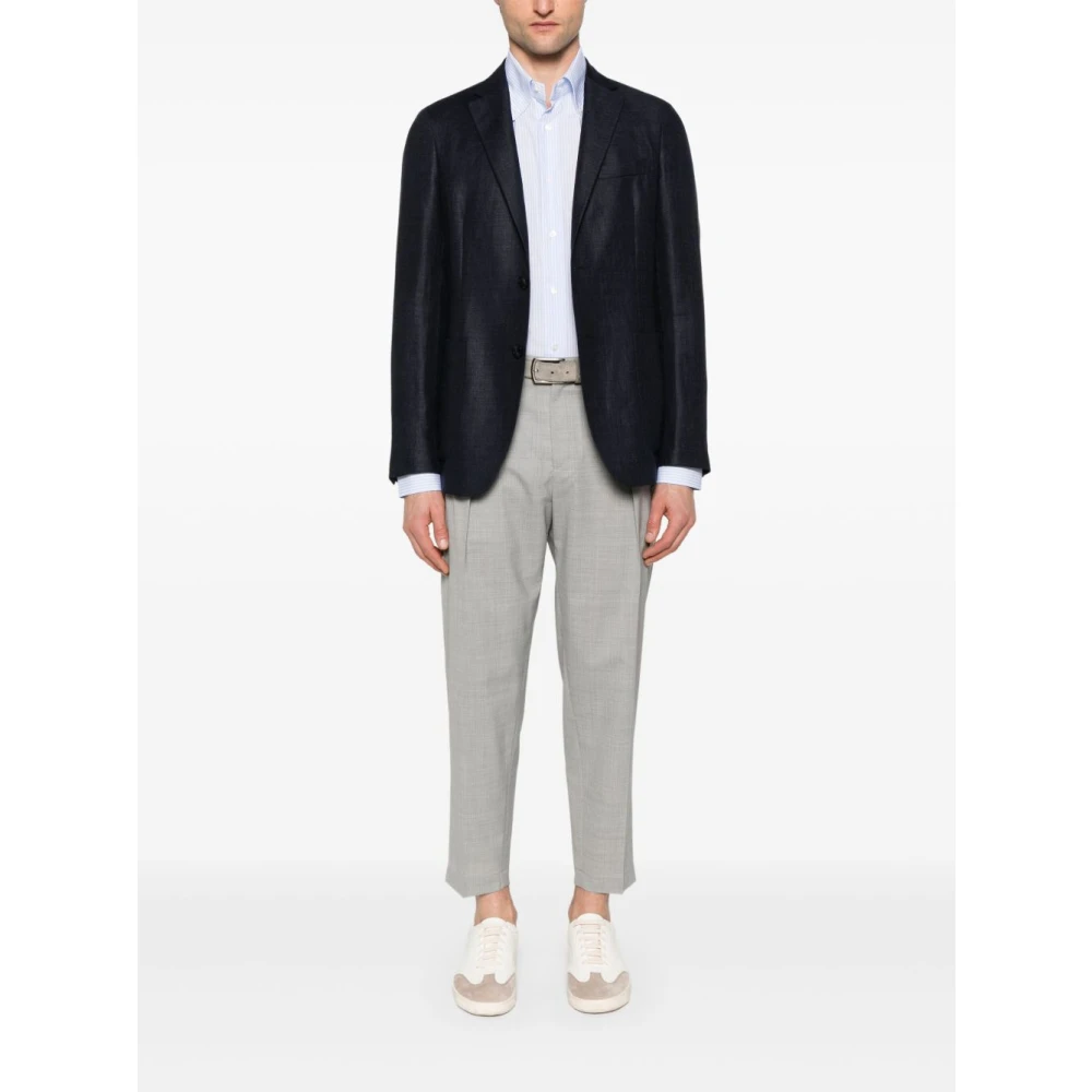 Ermenegildo Zegna Navy Blauwe Knoopjas Black Heren