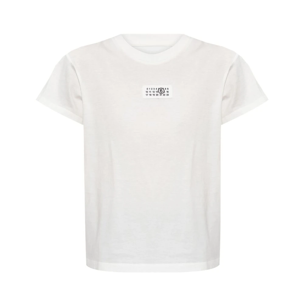 MM6 Maison Margiela Witte katoenen T-shirt met ronde hals White Dames