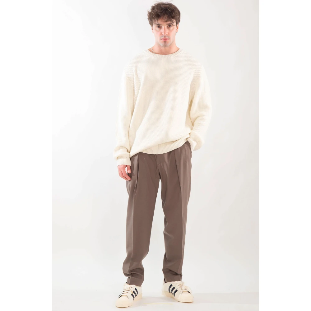 Seven Gauge Geribbelde Merinos Crewneck Sweater White Heren