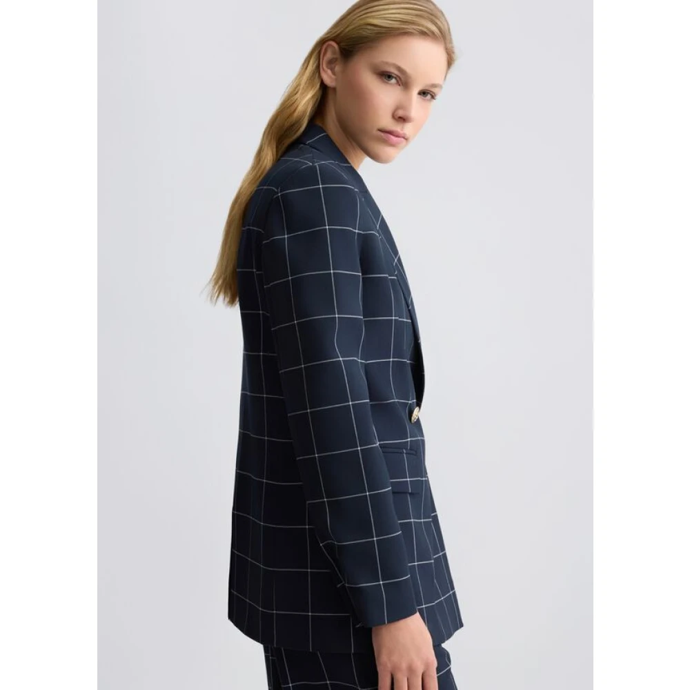 Liu Jo Geruite blazer voor werk en evenementen Blue Dames