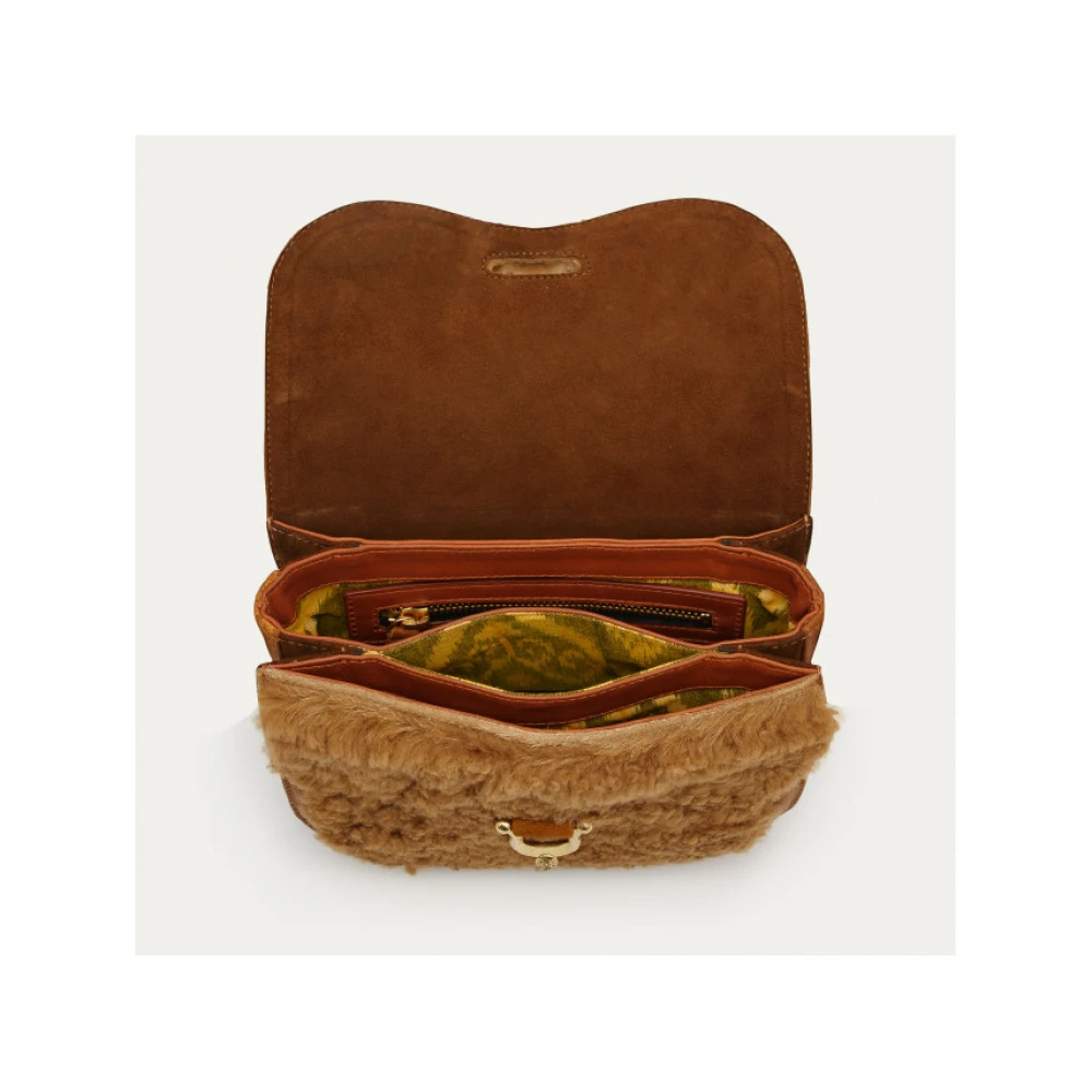 Claris Virot Mini Manon Leren Schoudertas Brown Dames