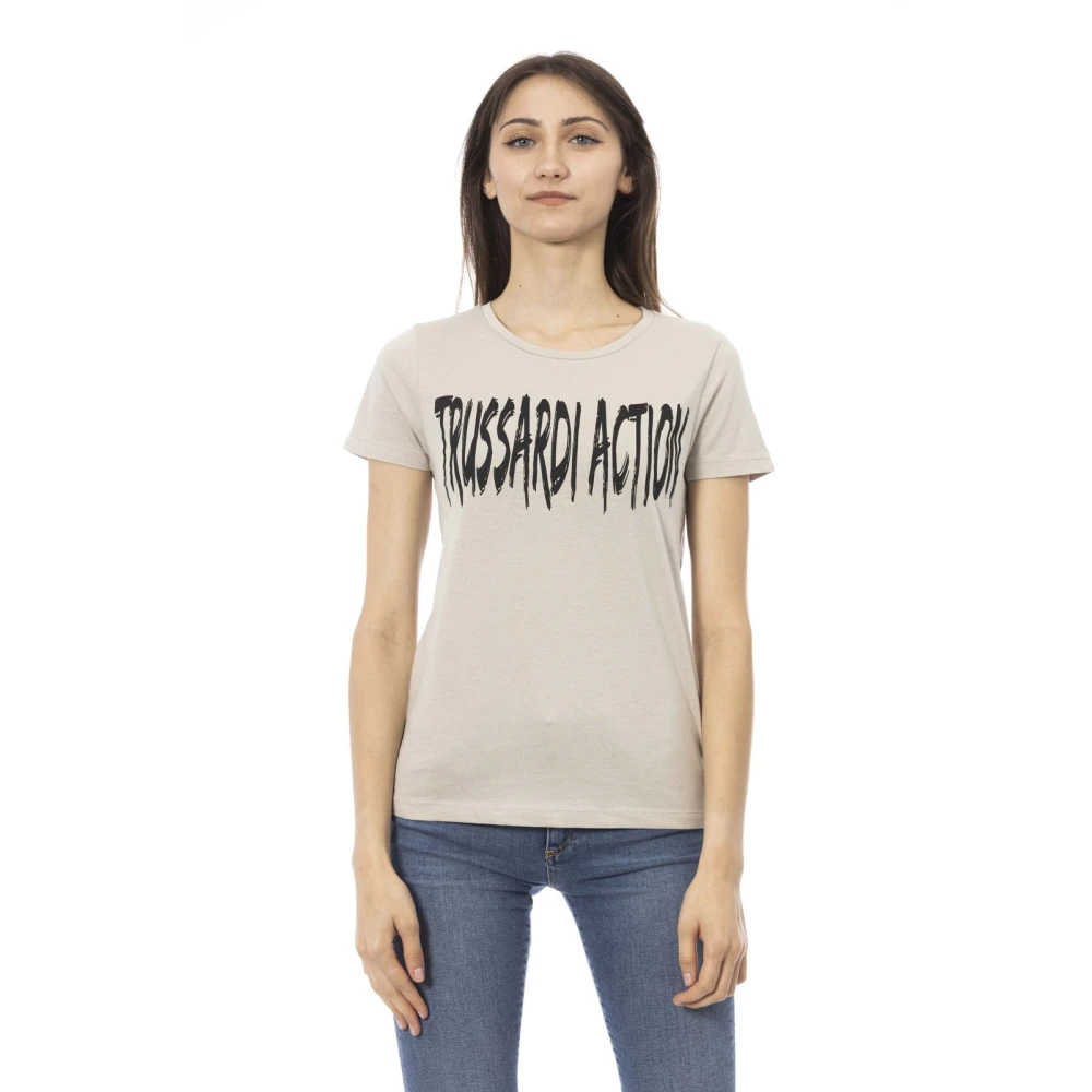Trussardi Casual T-shirt met korte mouwen en ronde hals Beige Dames