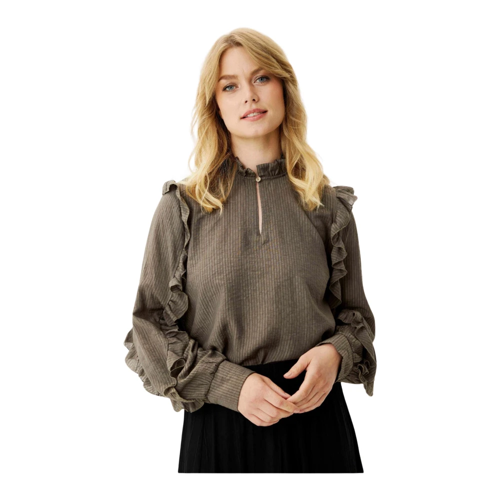 IN Front Vrouwelijke Blouse met Ruchedetails Brown Dames