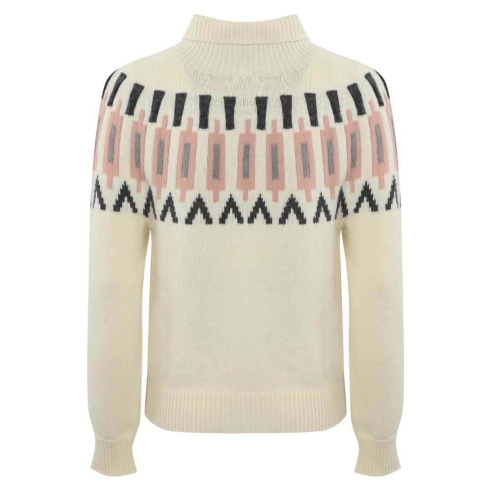 Liviana Conti Kasjmier Geometrische Trui Beige Dames