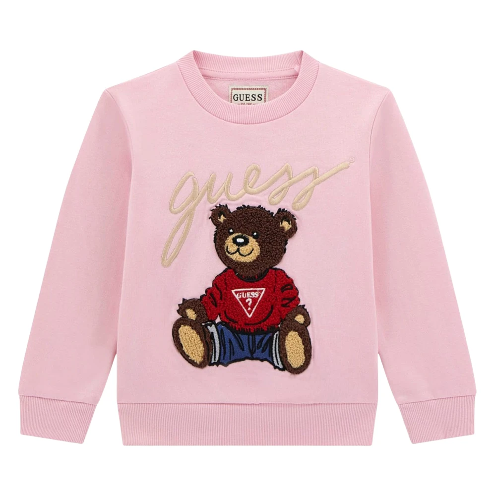 Guess , Kids Sweatshirts, Female, Pink, 6 Y, Teddy Bear Sweatshirt