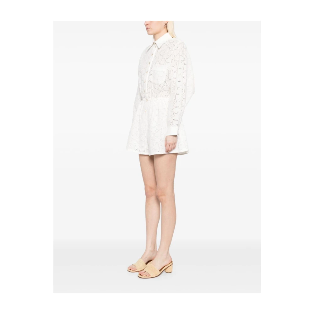 Zimmermann Wit Kant Hart Geborduurde Jumpsuit White Dames