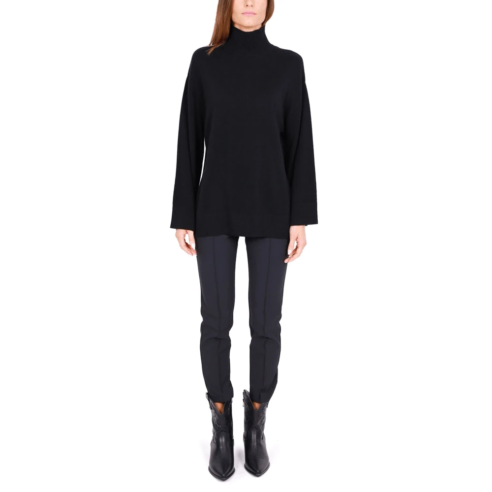 Elisabetta Franchi Cashmere Dolcevita met Maxi Logo Zwart Black Dames
