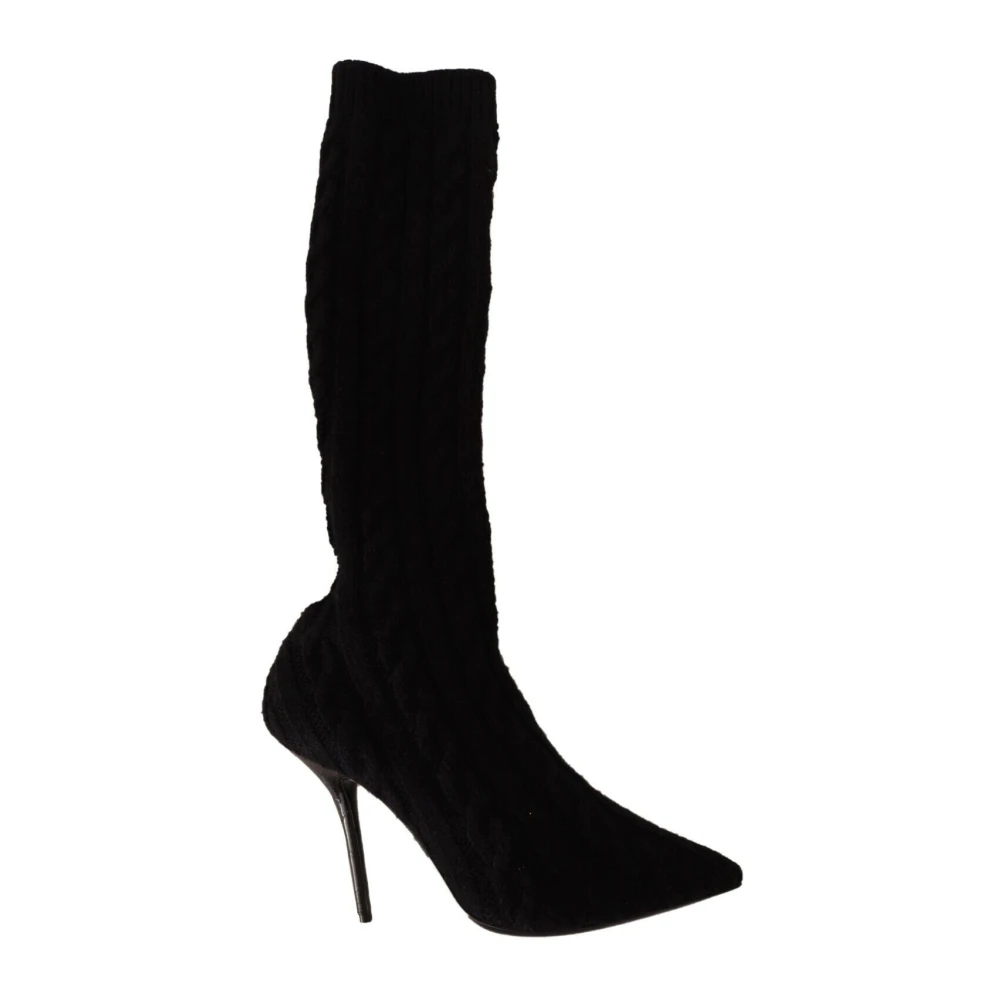 Dolce & Gabbana Women's Black Heeled Boots, 5 Uk, Stretch Sock Boots