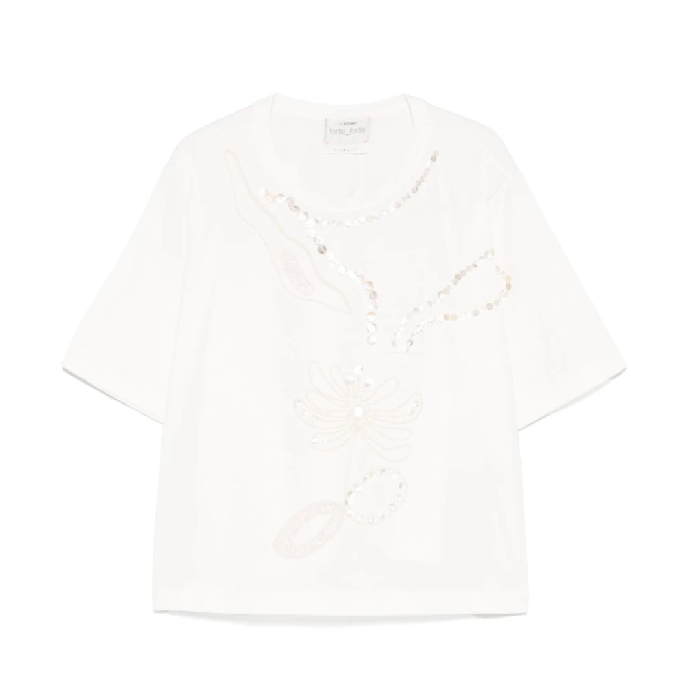 Forte Witte Crew Neck T-shirts en Polos White Dames
