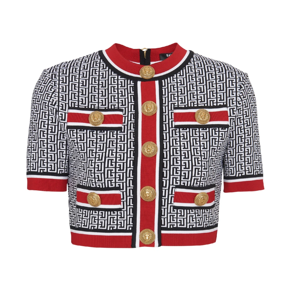 Balmain Women's Jacquard Monogrammed Crop Top
