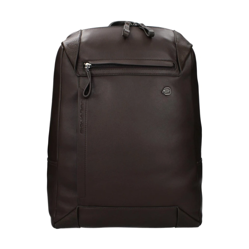 Piquadro Men's Brown Luxury Leather Backpack With Multiple Compartts