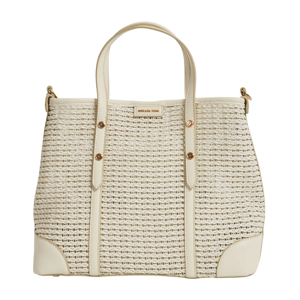 Gattinoni White Raffia Shoulder Bag - Female - Shopping Bags - One Size - Bags