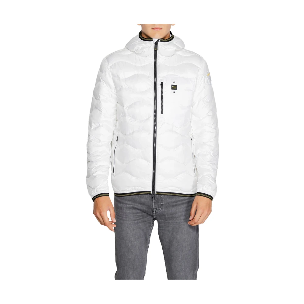 Blauer Witte Winterjas Essentiële Stijl White Heren