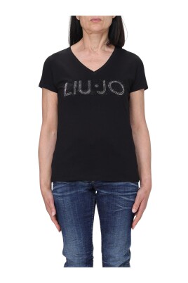 svart-rhinestone-v-ringad-t-shirt